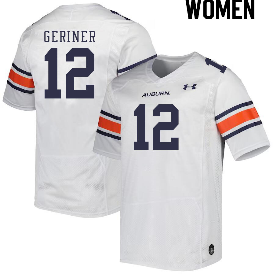 Women's Auburn Tigers #12 Holden Geriner White 2023 College Stitched Football Jersey